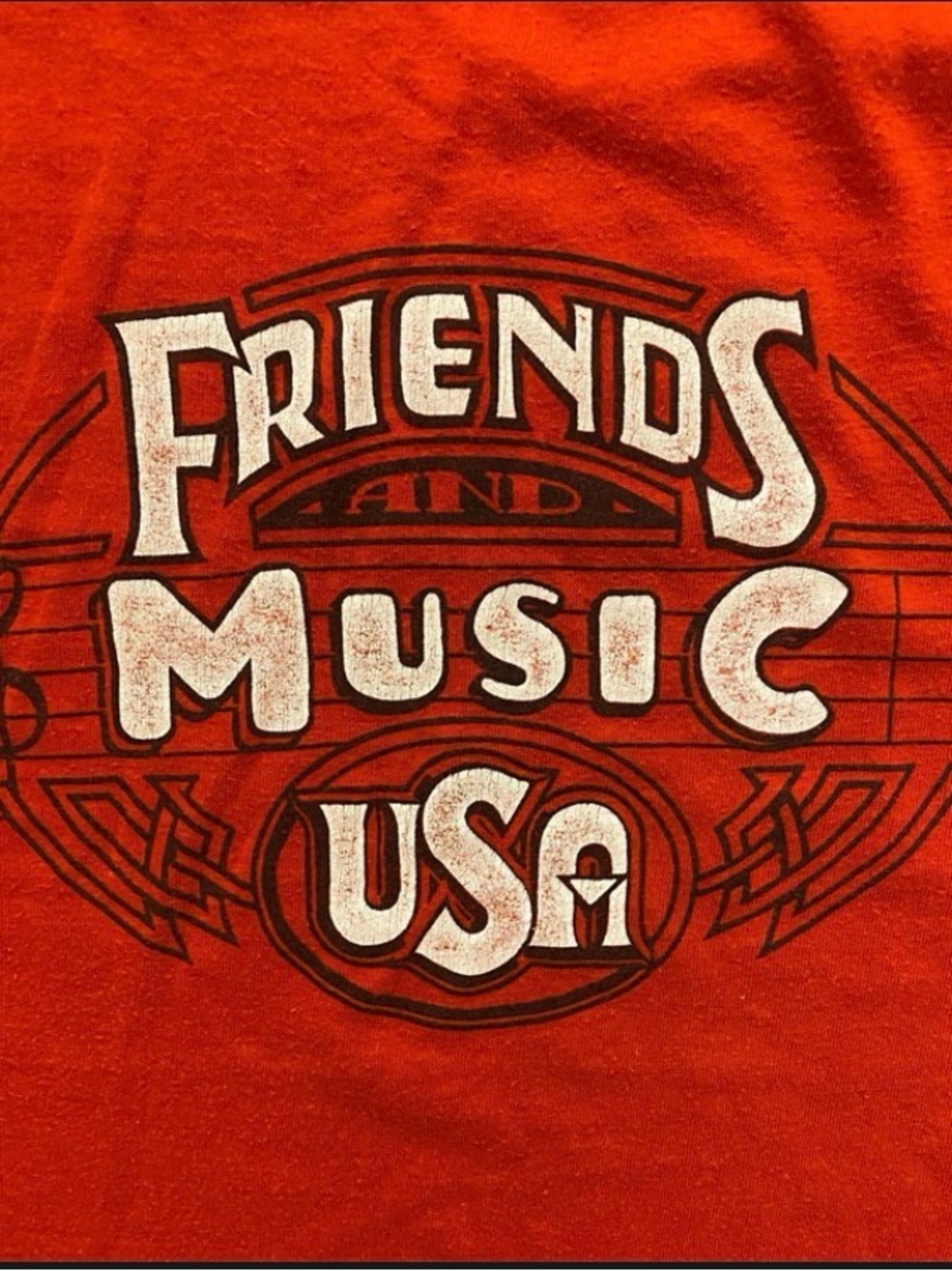 Vintage 1980s Screen Stars Friends in Music USA T-Shirt - Red - Size XL
